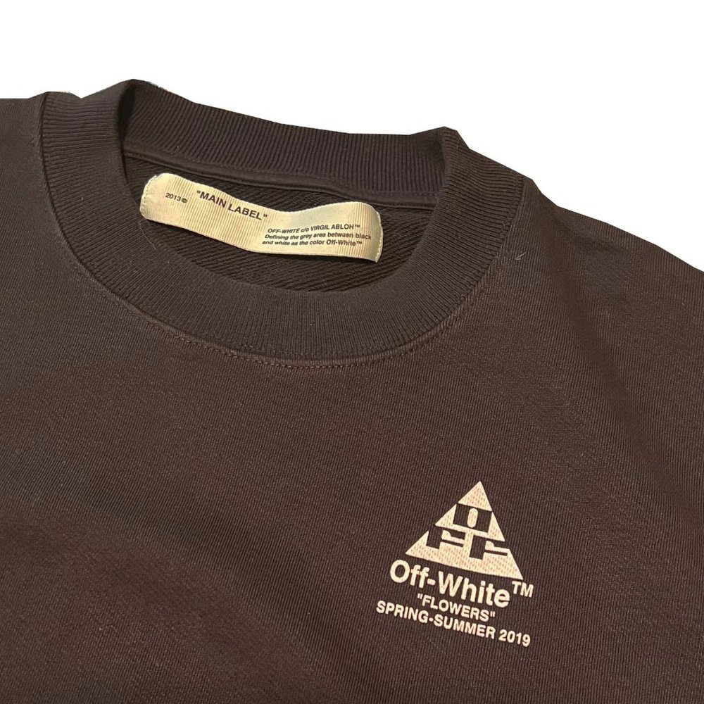 Off-White SS2019 "Flowers" Black Crewneck Sweatshirt Size M - Picture 4 of 5